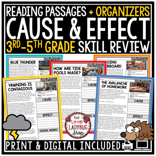 Cause and Effect Reading Comprehension Passages Graphic Organizers