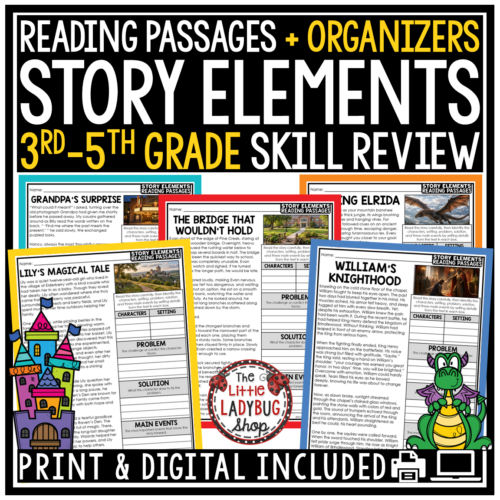Plot Graphic Organizers Story Elements Worksheets Reading Passages