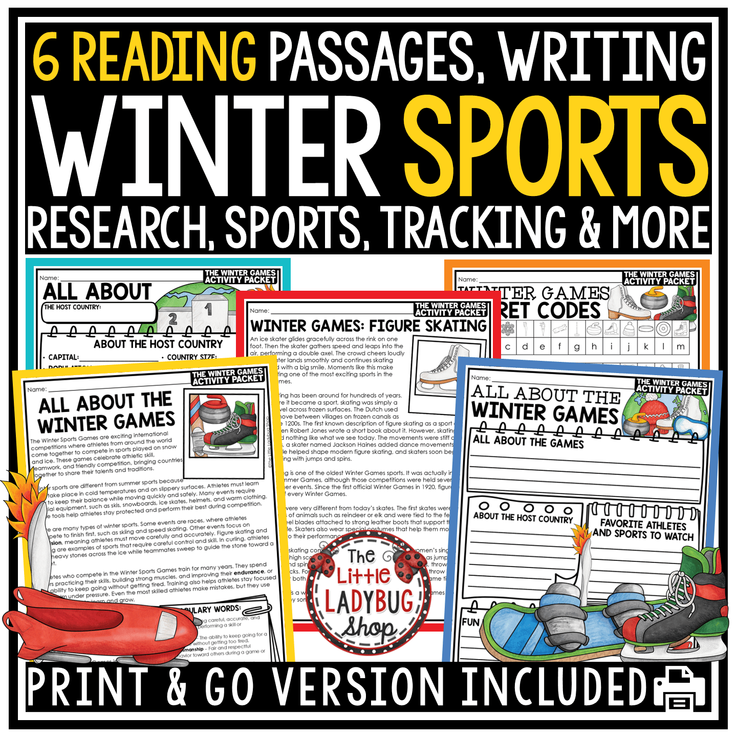 Winter Games Olympics Sports Athlete Reading Passages Research Activity