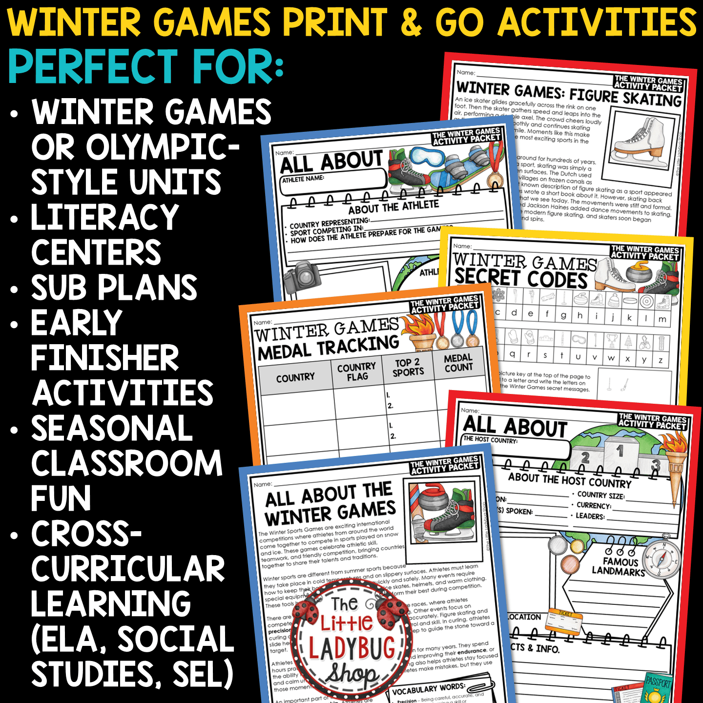 Winter Games Olympics Sports Athlete Reading Passages Research Activity