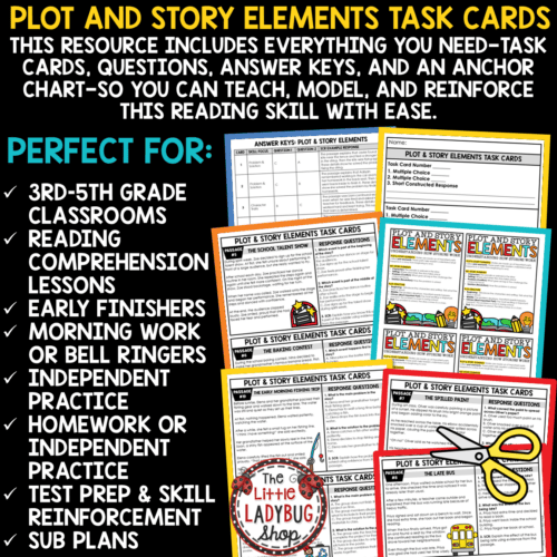 Test Prep Plot Story Elements Task Cards 3rd 4th 5th Grade - The Little ...