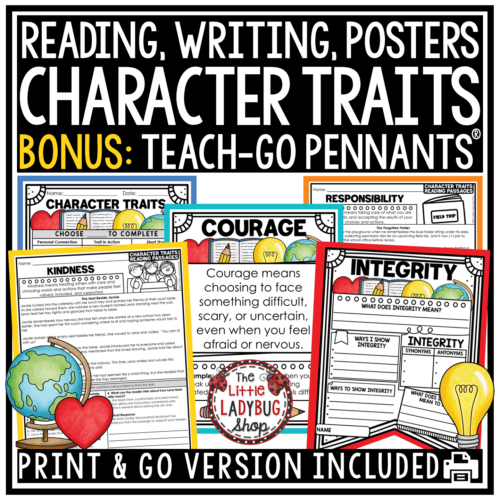 Character Traits Worksheets Reading Passages Bulletin Board