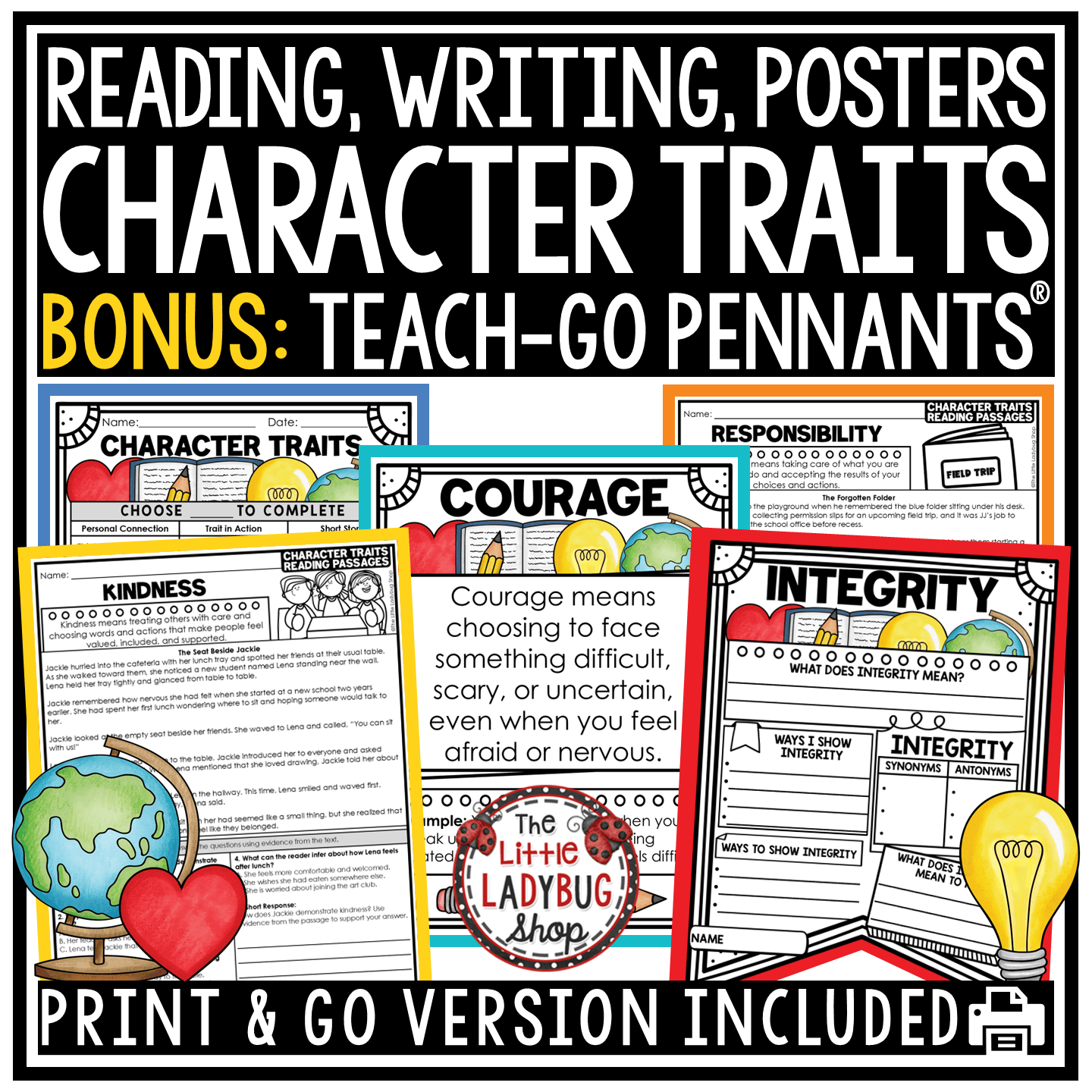 Character Traits Worksheets Reading Passages Bulletin Board