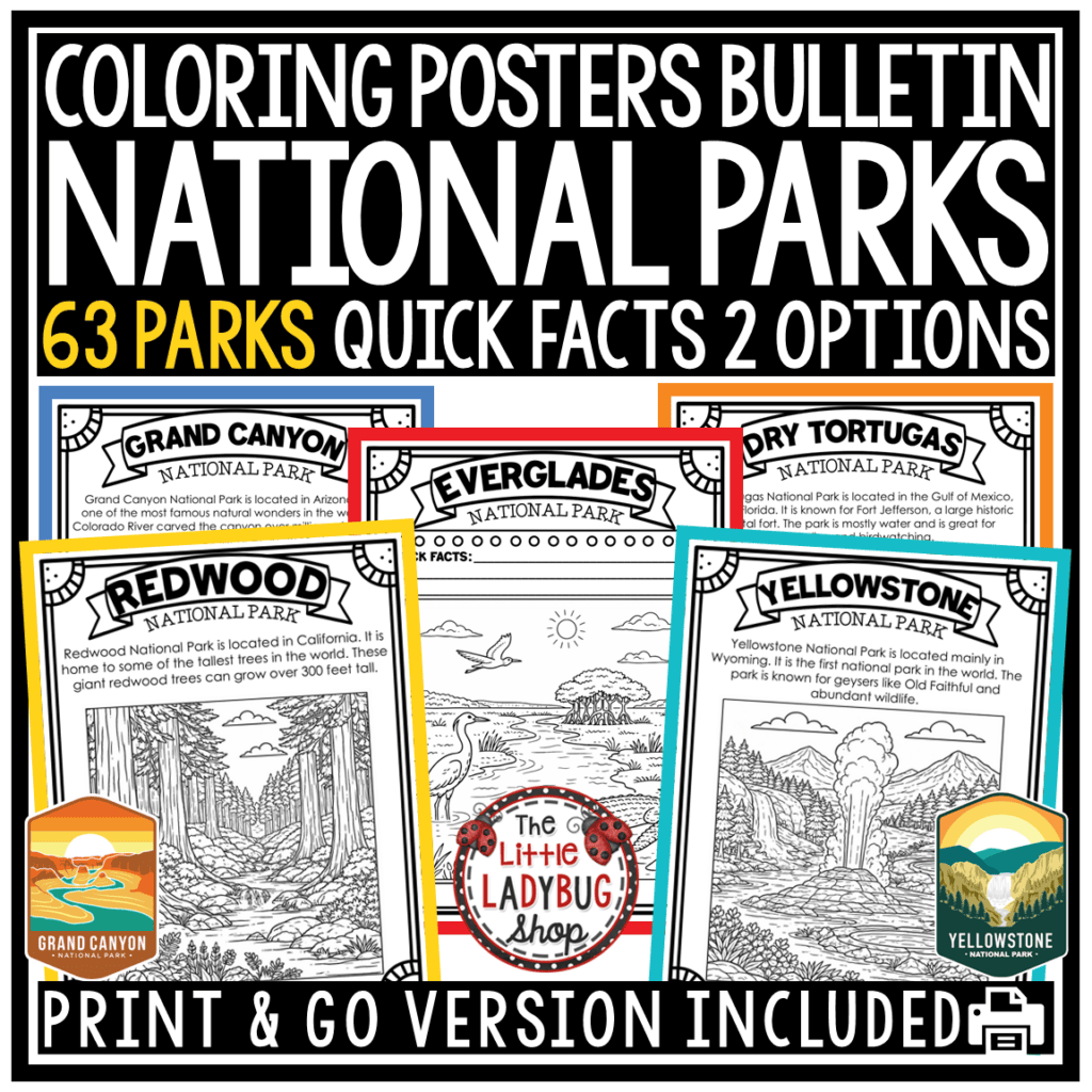 Geography Landmarks US National Parks Activities Coloring Pages - The