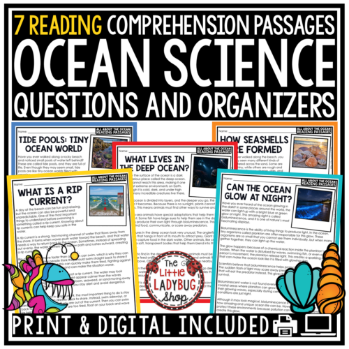 Science Ocean Sea Summer School Reading Comprehension Passages 3rd 4th Grade