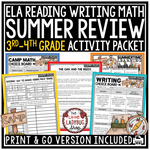 3rd 4th Grade Summer Camp School Review Packet Activities End of Year