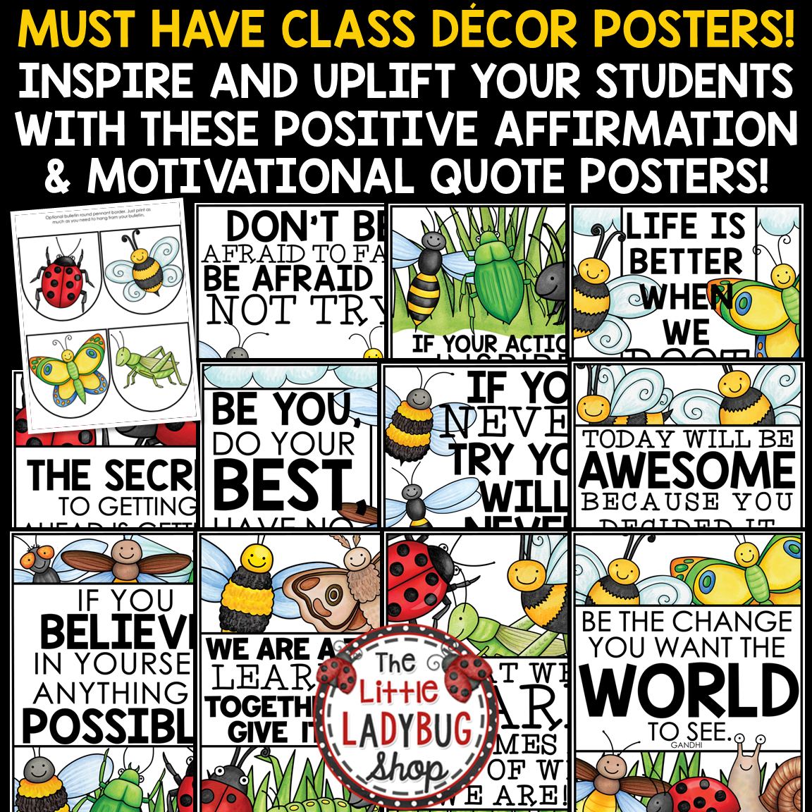 Garden Bugs Insects Bees Theme Classroom Décor Bundle Butterflies