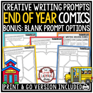 End of Year Creative Comics Strip Template Writing Prompts