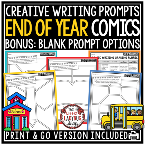 End of Year Creative Comics Strip Template Writing Prompts