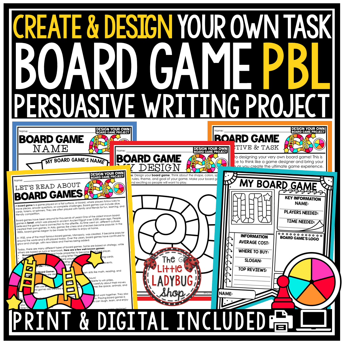 Create Design a Board Game Template End of Year Project Based Learning Activity