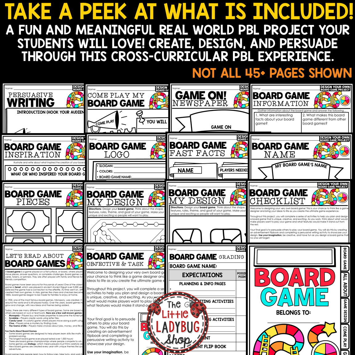 Create Design a Board Game Template End of Year Project Based Learning Activity