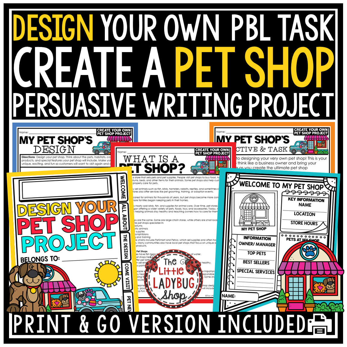 Create a Pet Shop Activities PBL End of Year Project Based Learning