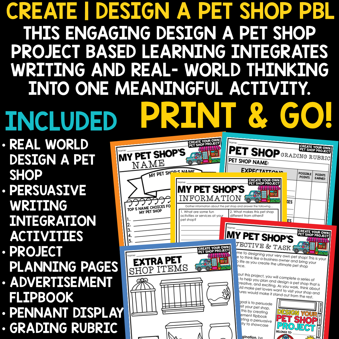 Create a Pet Shop Activities PBL End of Year Project Based Learning