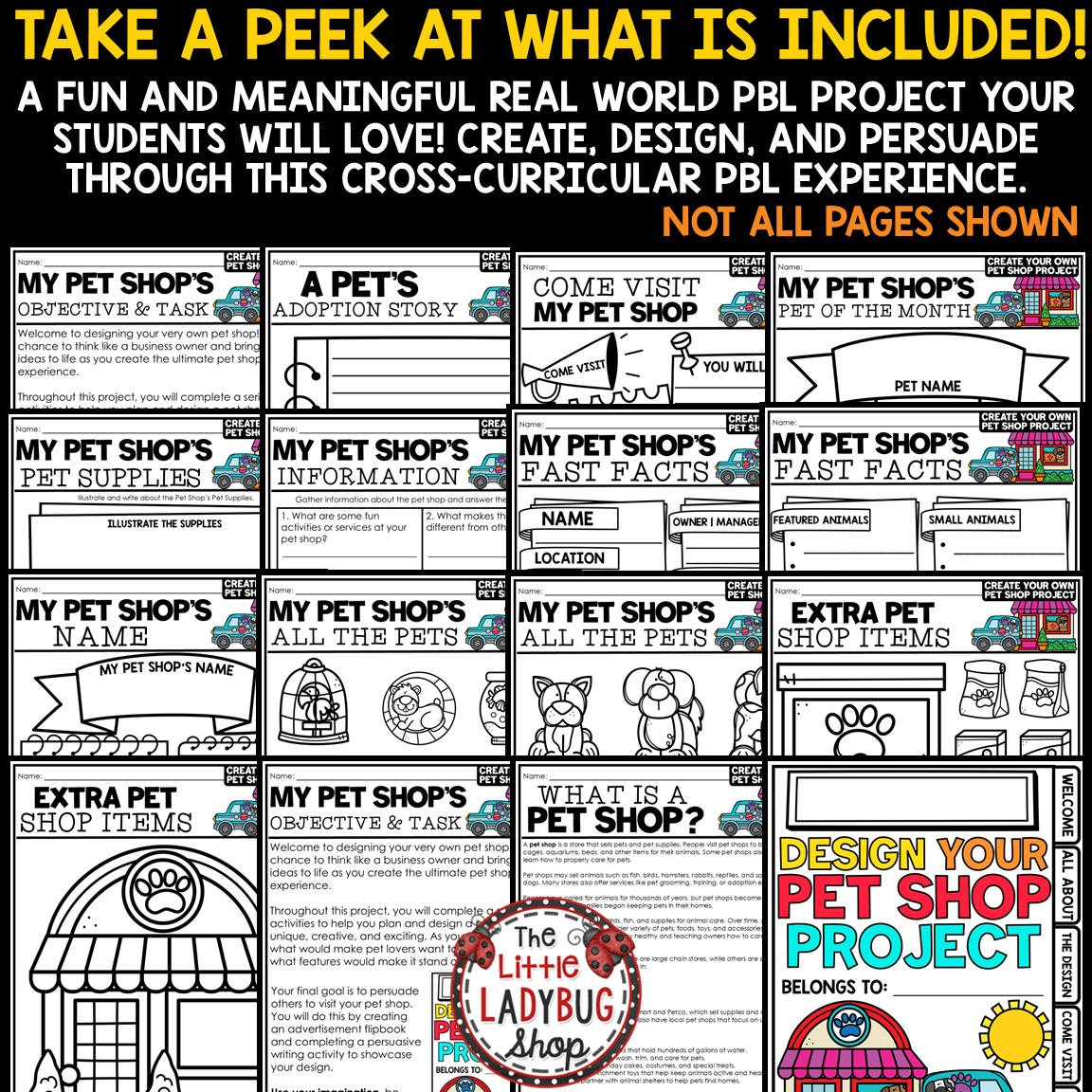Create a Pet Shop Activities PBL End of Year Project Based Learning