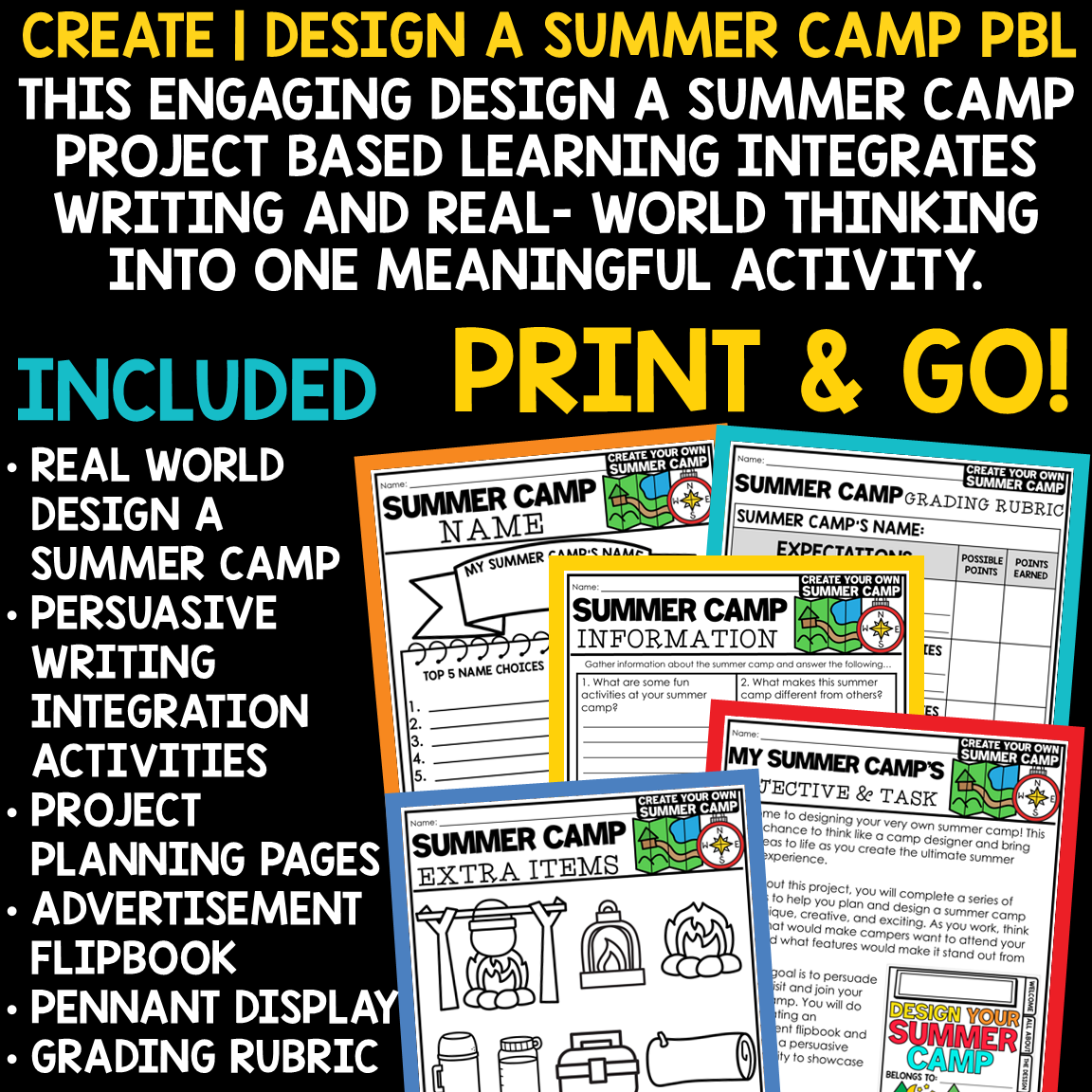 Create a Summer Camp Activity PBL End of Year Project Based Learning