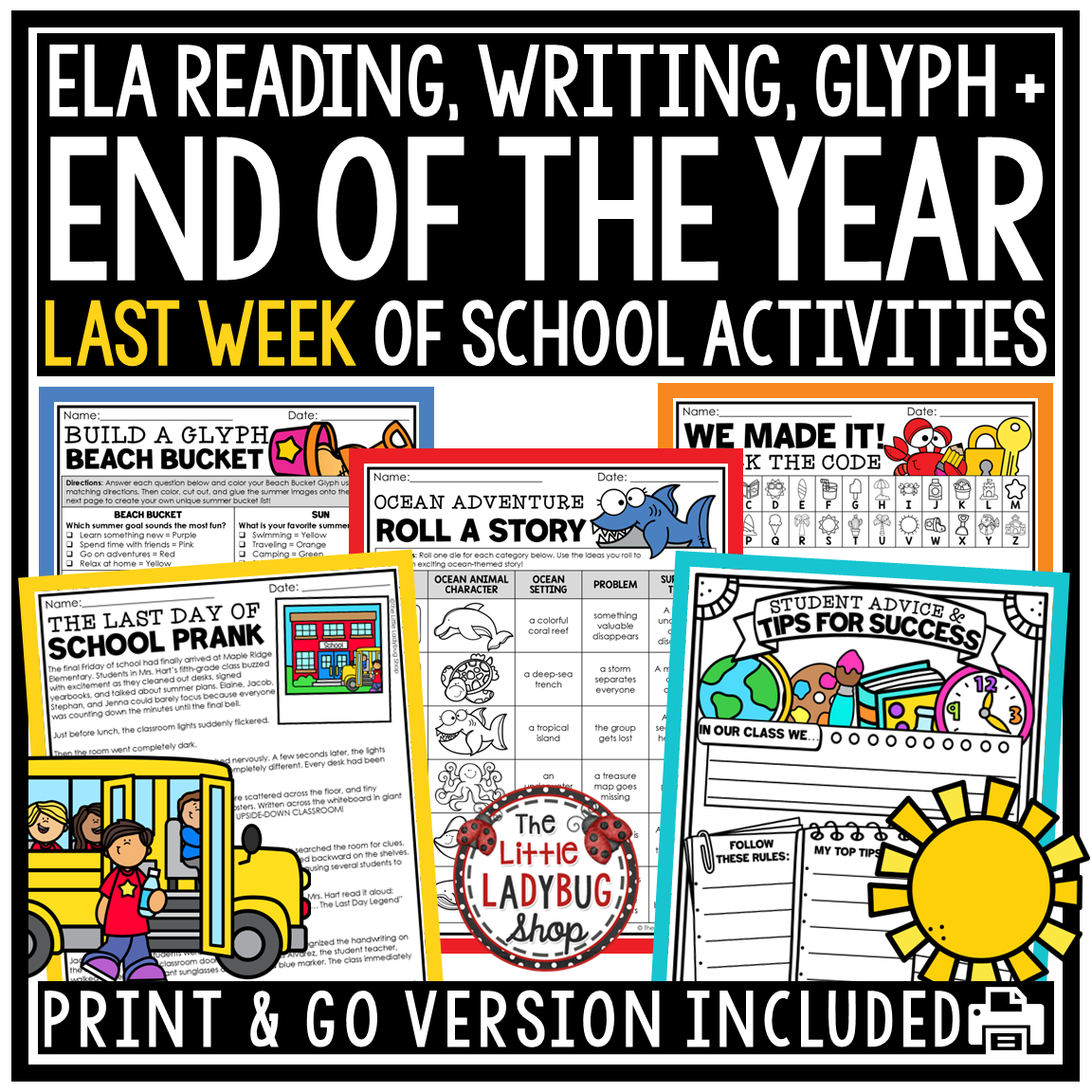 Last Week of School End of Year Reading Writing Activities 3rd 4th Grade