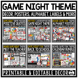 Board Game Theme Classroom Décor Bundle Game Night Teamwork