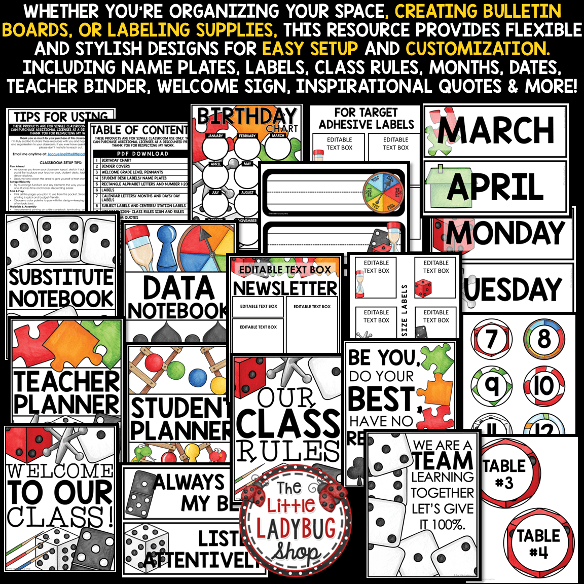 Board Game Theme Classroom Décor Bundle Game Night Teamwork