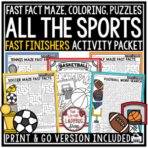 Fast Finishers Fun Friday Activities Sports-Themed Word Search Coloring Pages