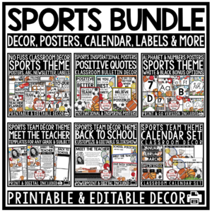 Varsity Team Sports Theme Classroom Décor Bundle All Star