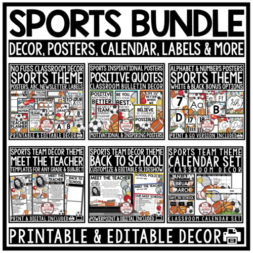 Varsity Team Sports Theme Classroom Décor Bundle All Star