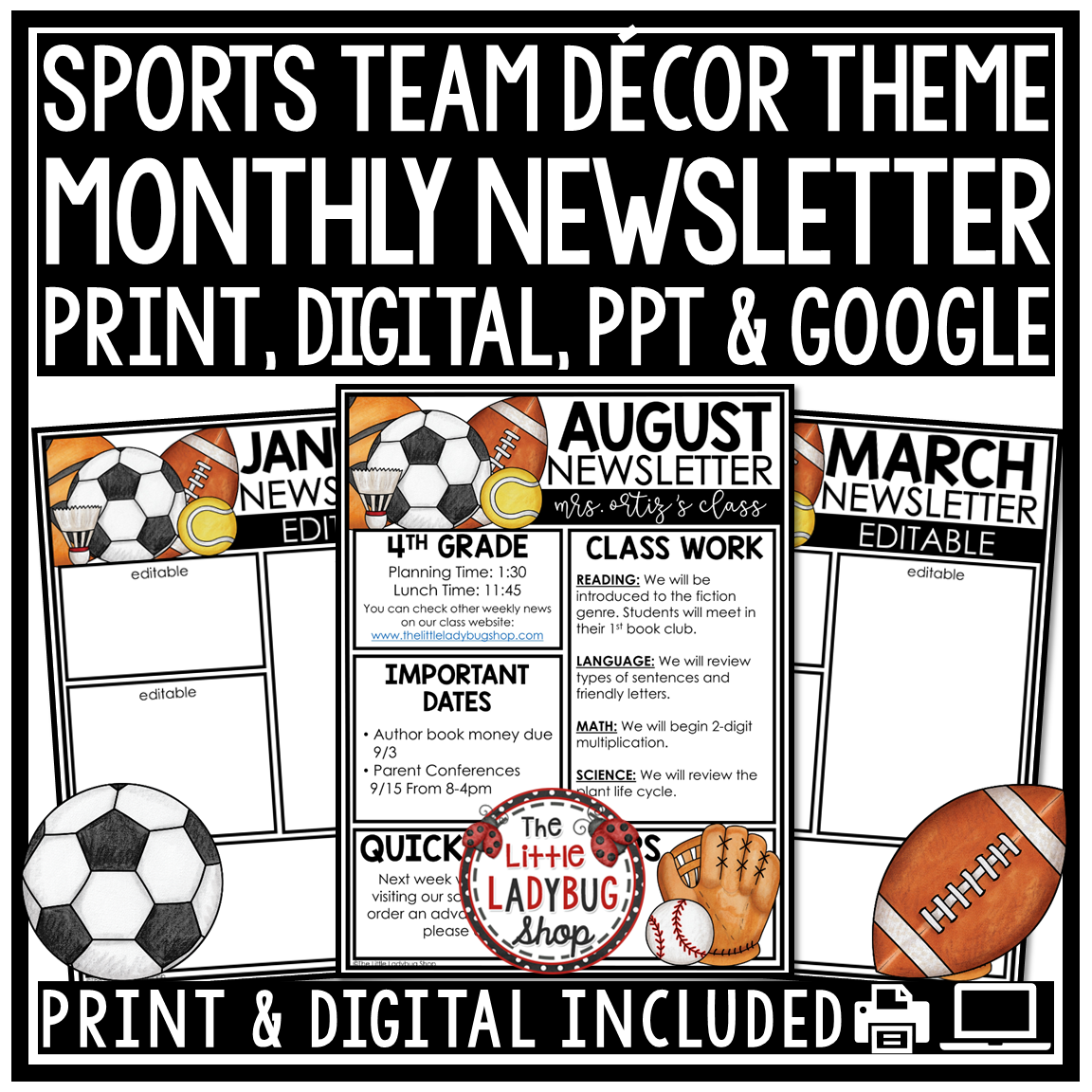 All Star Team Sports Theme Weekly Newsletter Template Editable