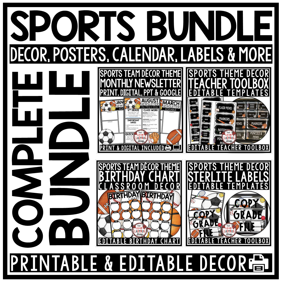 Varsity Team Sports Theme Classroom Décor Bundle All Star
