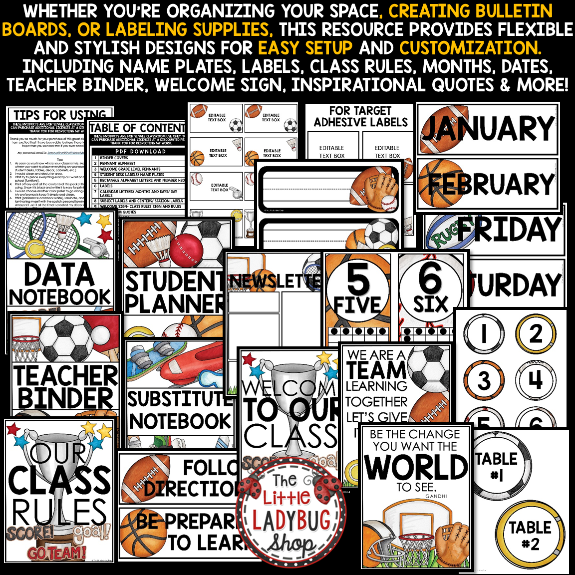 Varsity Team Sports Theme Classroom Décor Bundle All Star