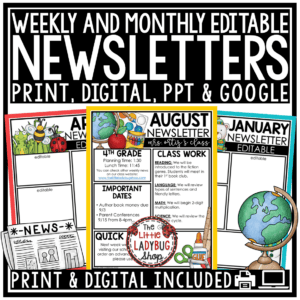 Monthly Weekly Editable Classroom Newsletter Templates Communication