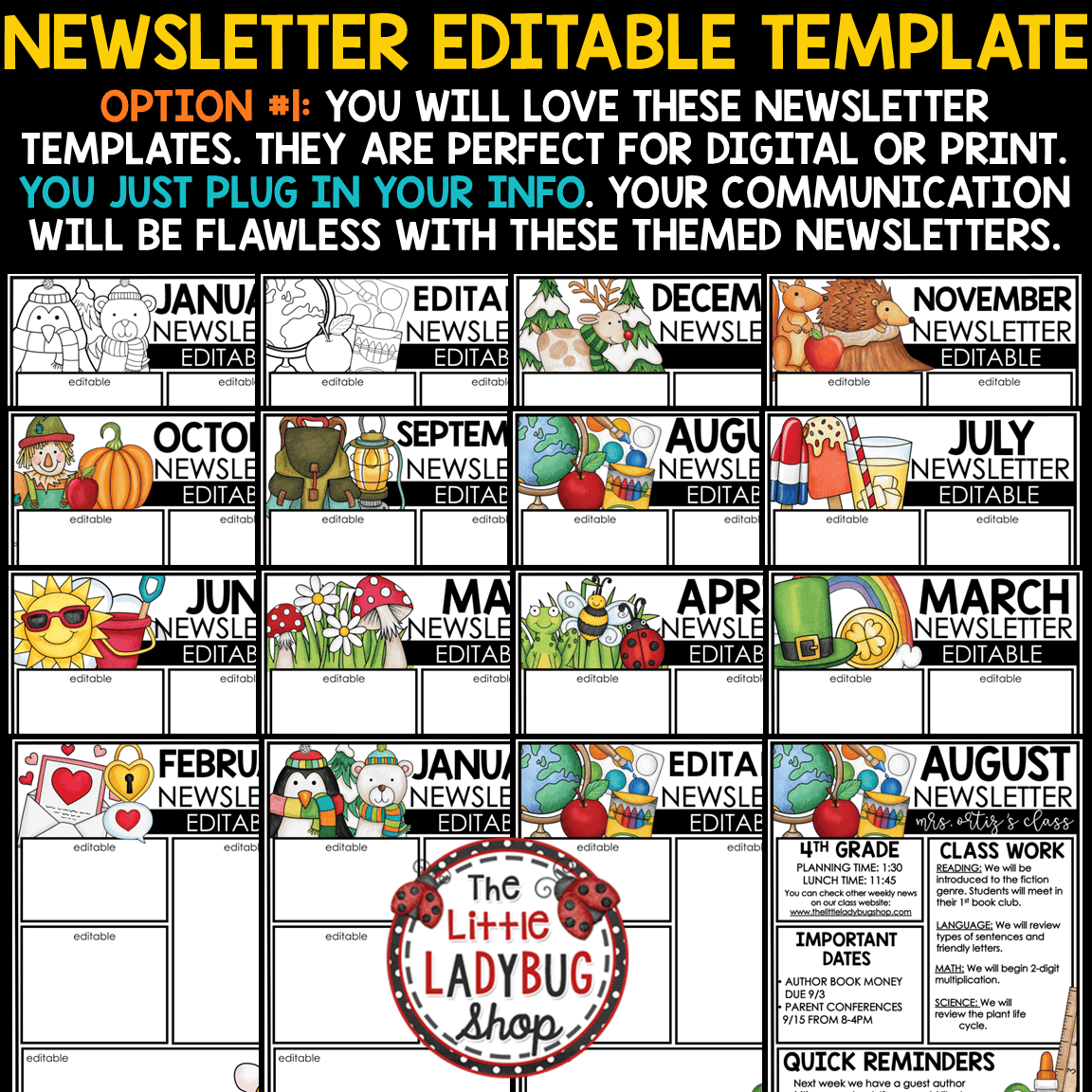 Monthly Weekly Editable Classroom Newsletter Templates Communication