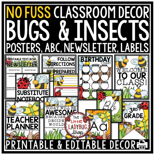 Garden Bugs Insects Bees Theme Classroom Décor Bundle Butterflies