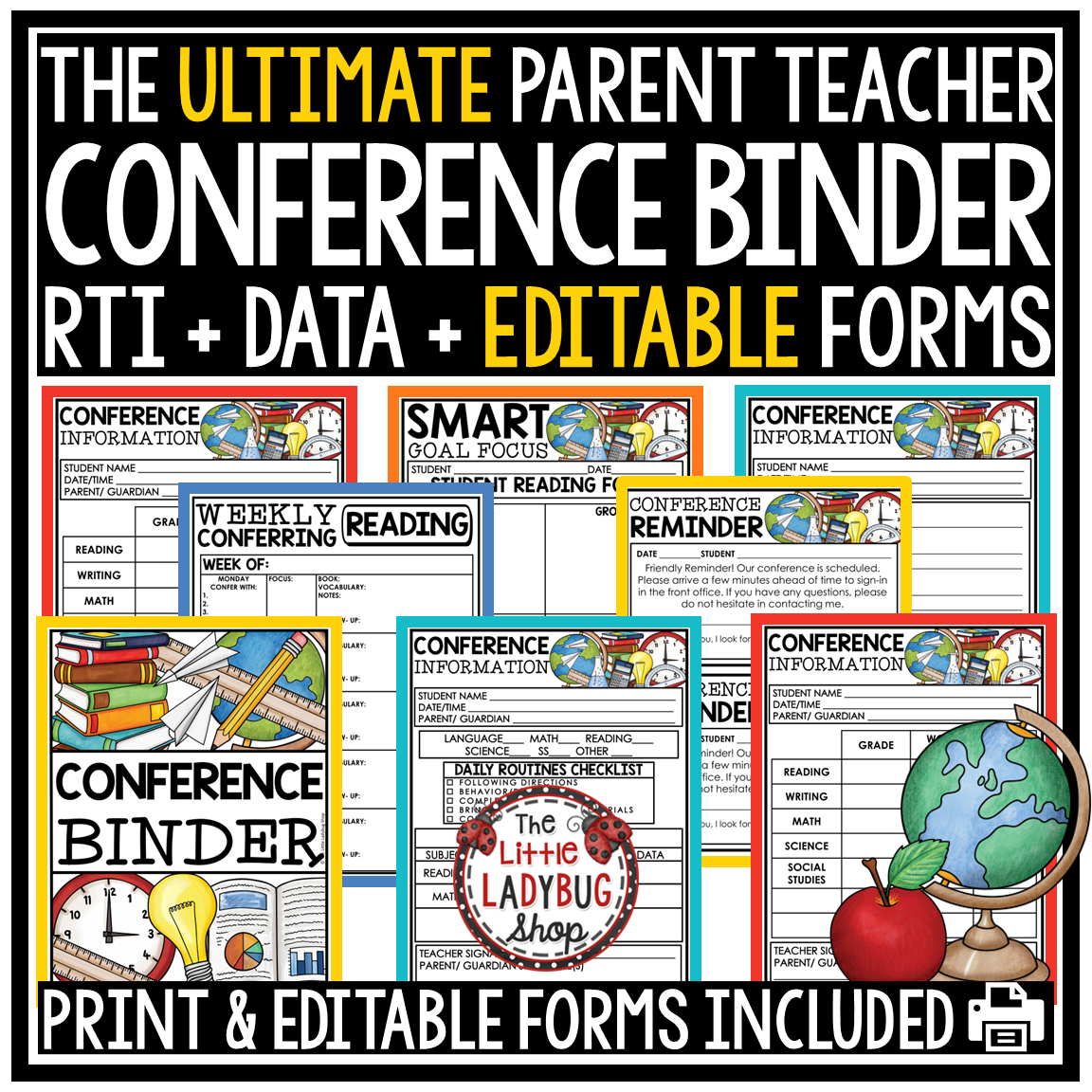 Editable Parent Teacher Conference Forms Student Led Templates