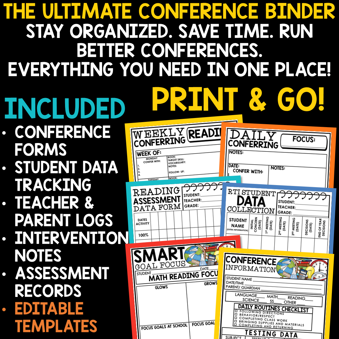 Editable Parent Teacher Conference Forms Student Led Templates - Image 2