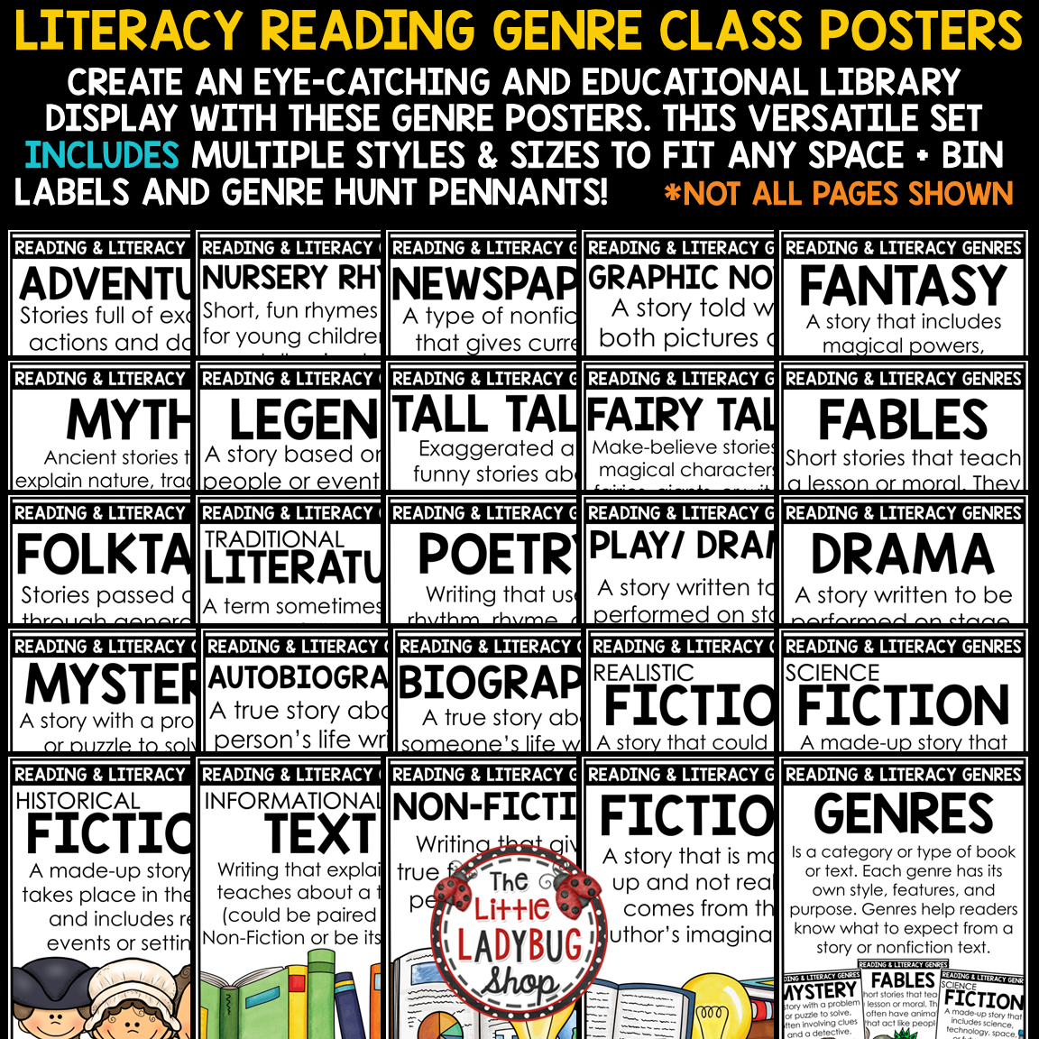 Literacy Reading Genres Posters Classroom Library Book Labels - Image 2