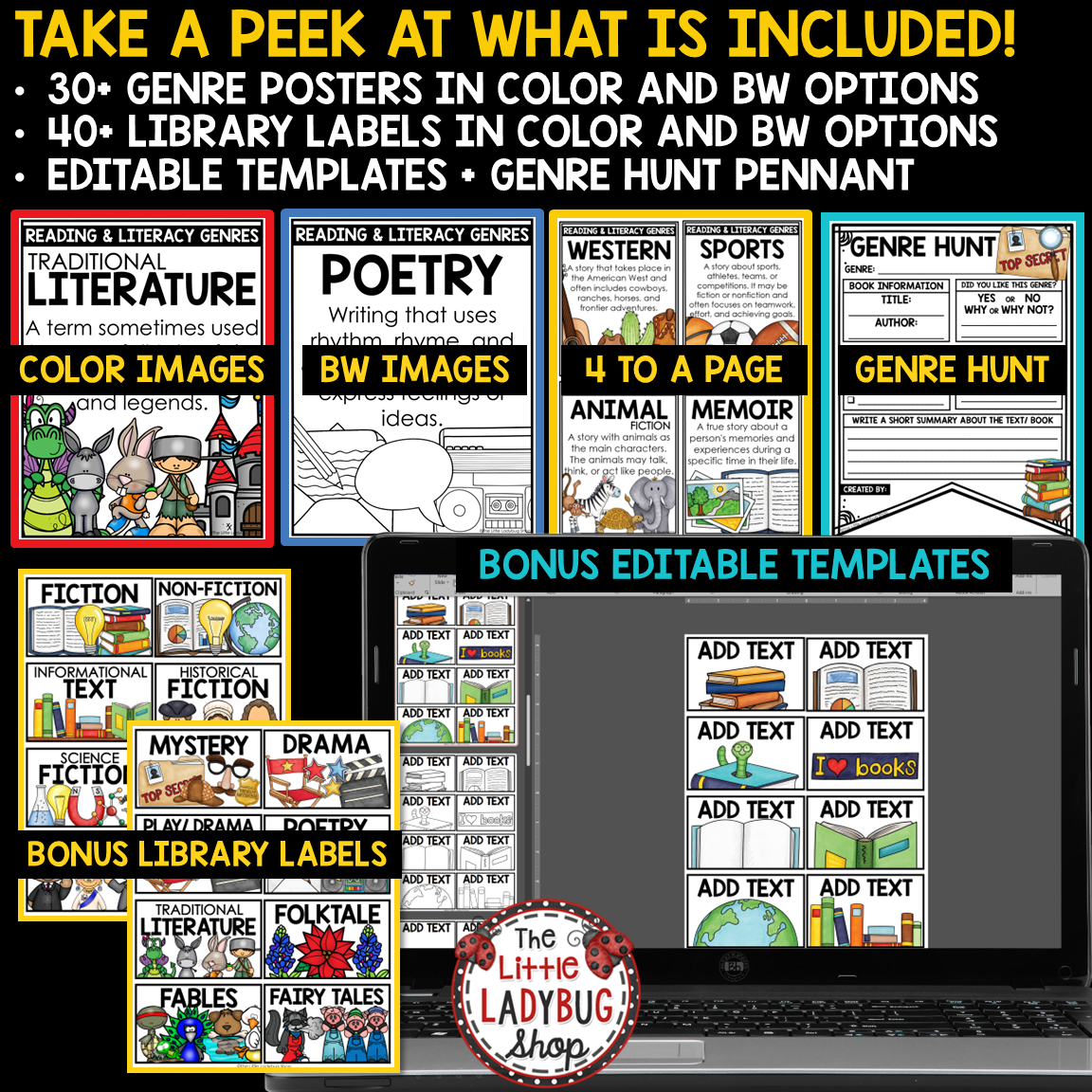Literacy Reading Genres Posters Classroom Library Book Labels - Image 4