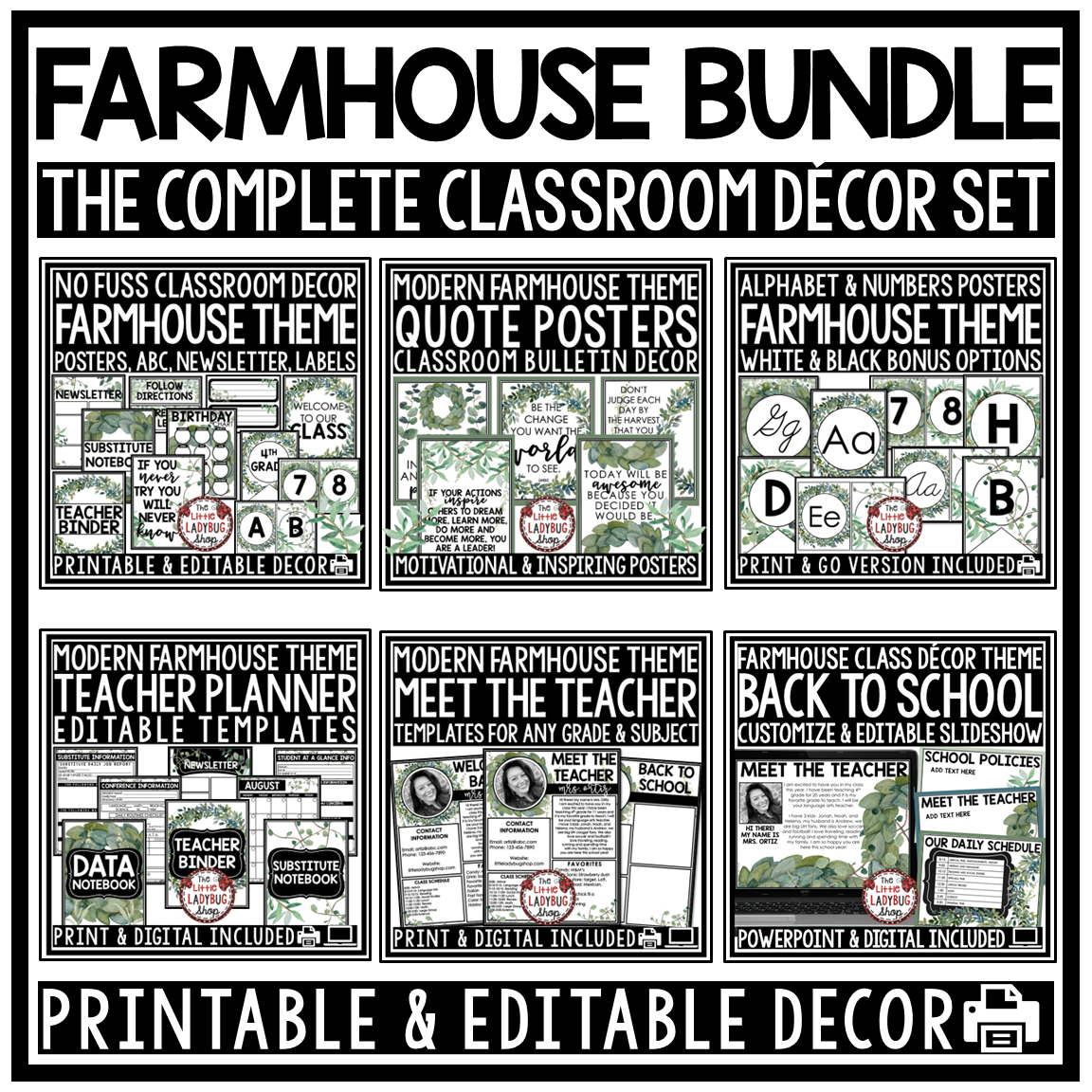 Botanical Modern Farmhouse Classroom Décor Theme Eucalyptus Plants