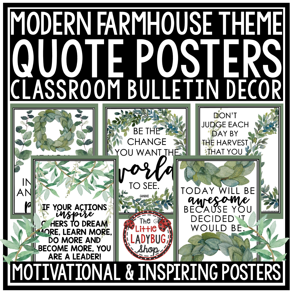 Botanical Modern Farmhouse Classroom Décor Theme Eucalyptus Plants - Image 9