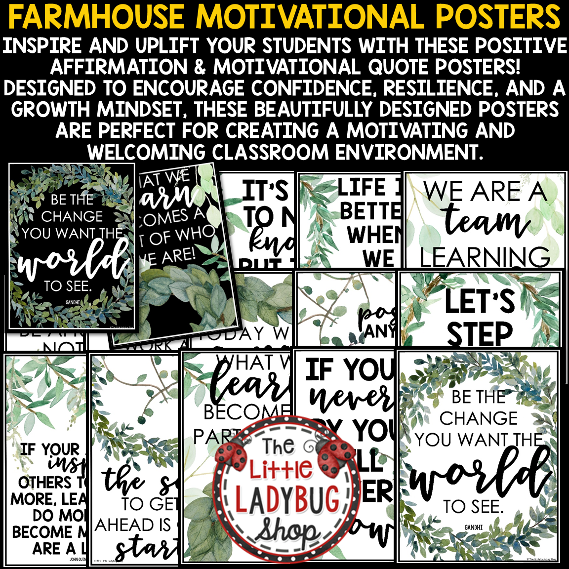 Botanical Modern Farmhouse Classroom Décor Theme Eucalyptus Plants - Image 10