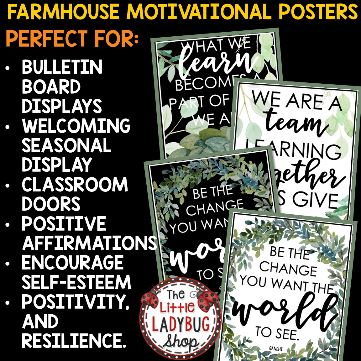 Botanical Modern Farmhouse Classroom Décor Theme Eucalyptus Plants - Image 11