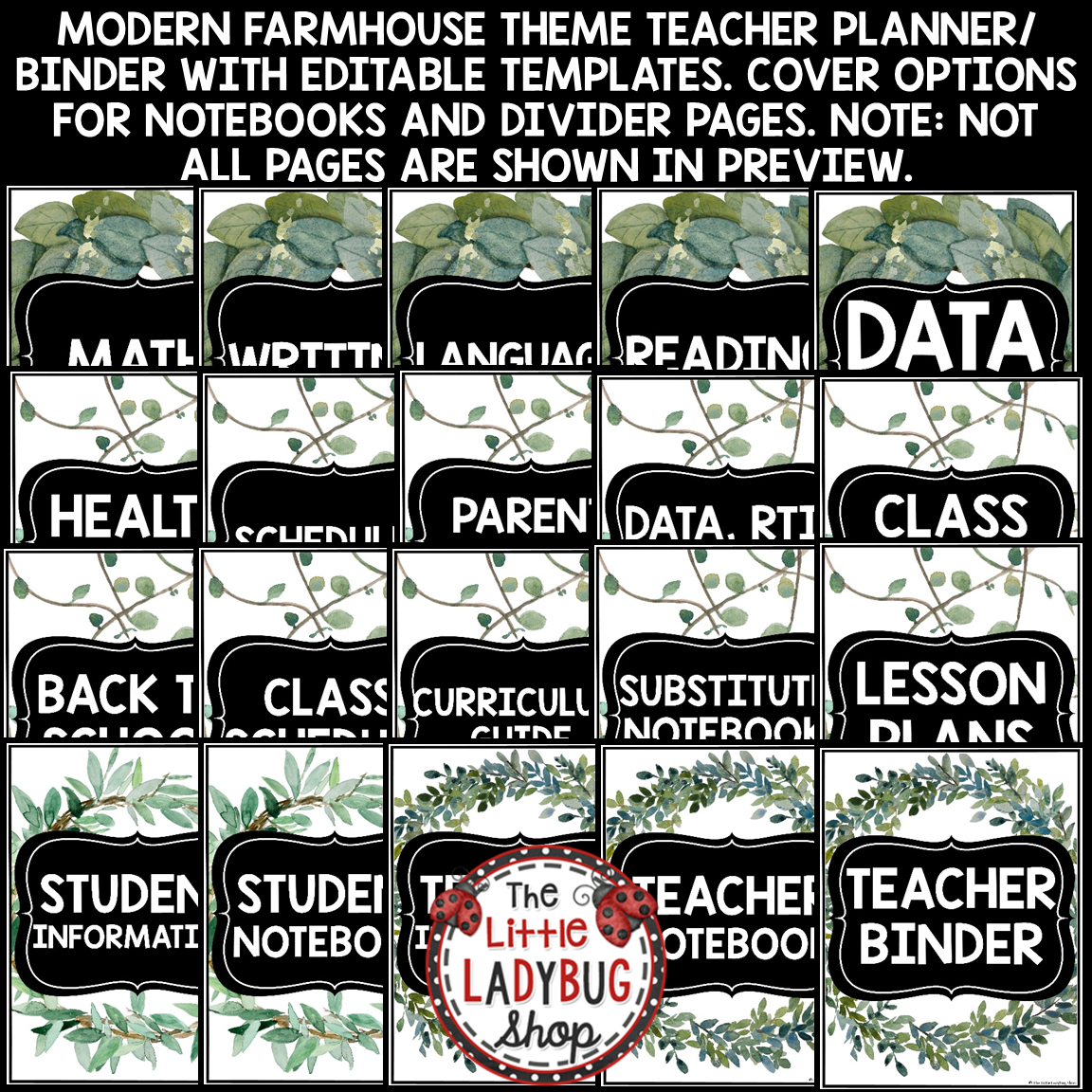 Botanical Modern Farmhouse Classroom Décor Theme Eucalyptus Plants - Image 13