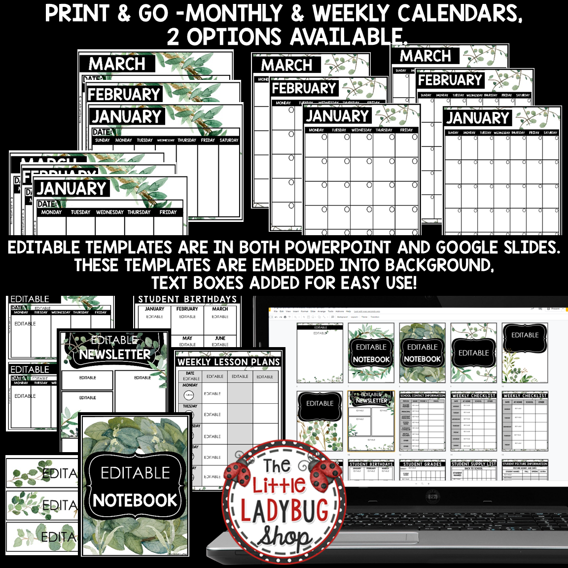Botanical Modern Farmhouse Classroom Décor Theme Eucalyptus Plants - Image 15