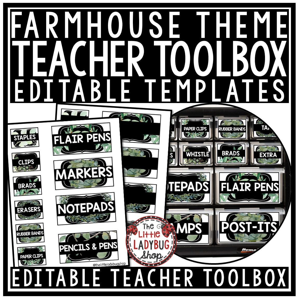 Botanical Modern Farmhouse Classroom Décor Theme Eucalyptus Plants - Image 26