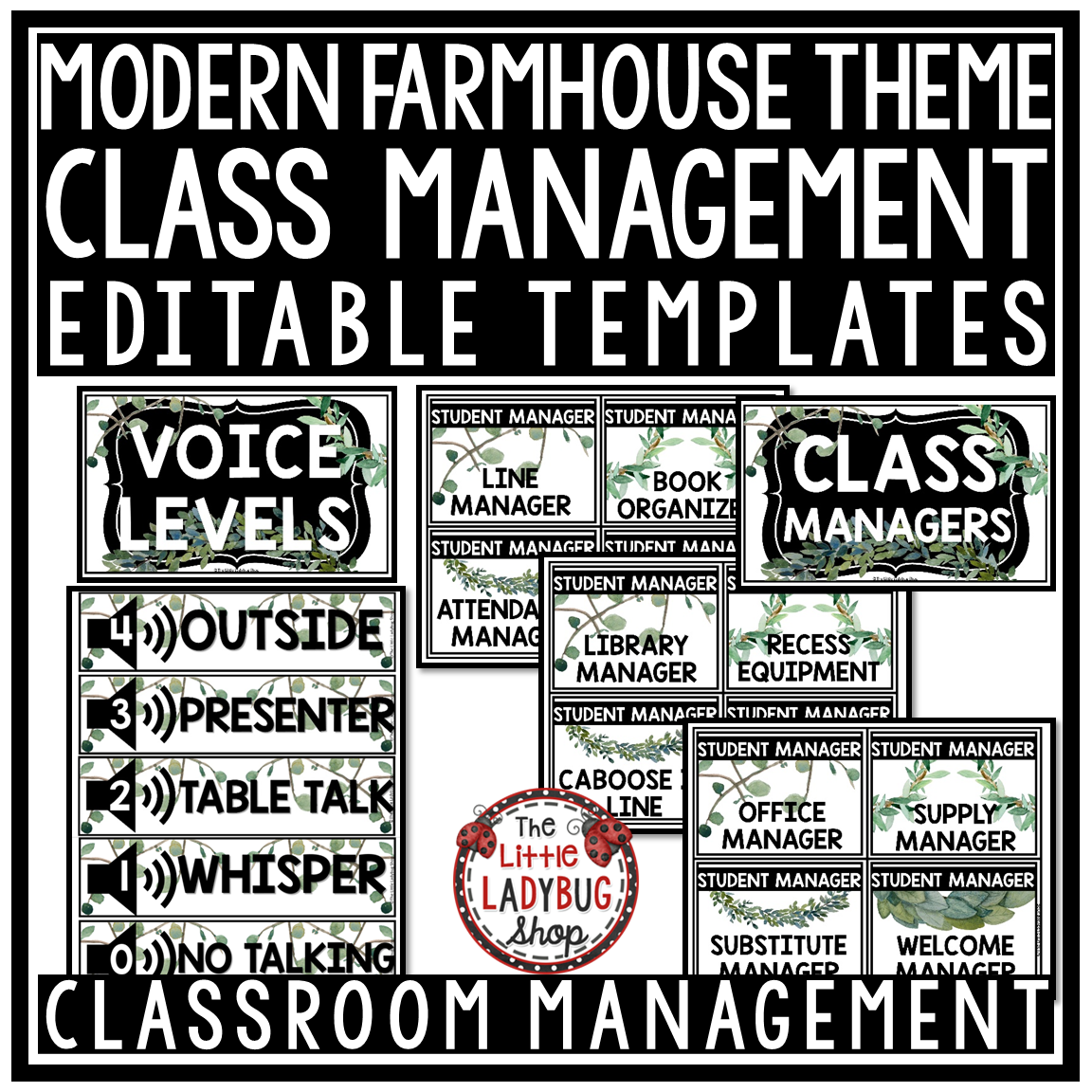 Botanical Modern Farmhouse Classroom Décor Theme Eucalyptus Plants - Image 31