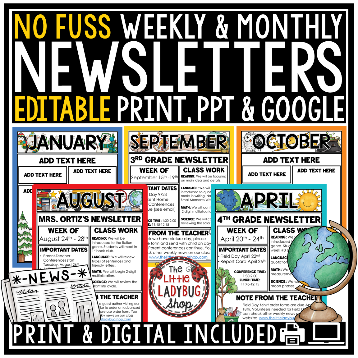 Editable Classroom Newsletters Monthly Weekly Templates News