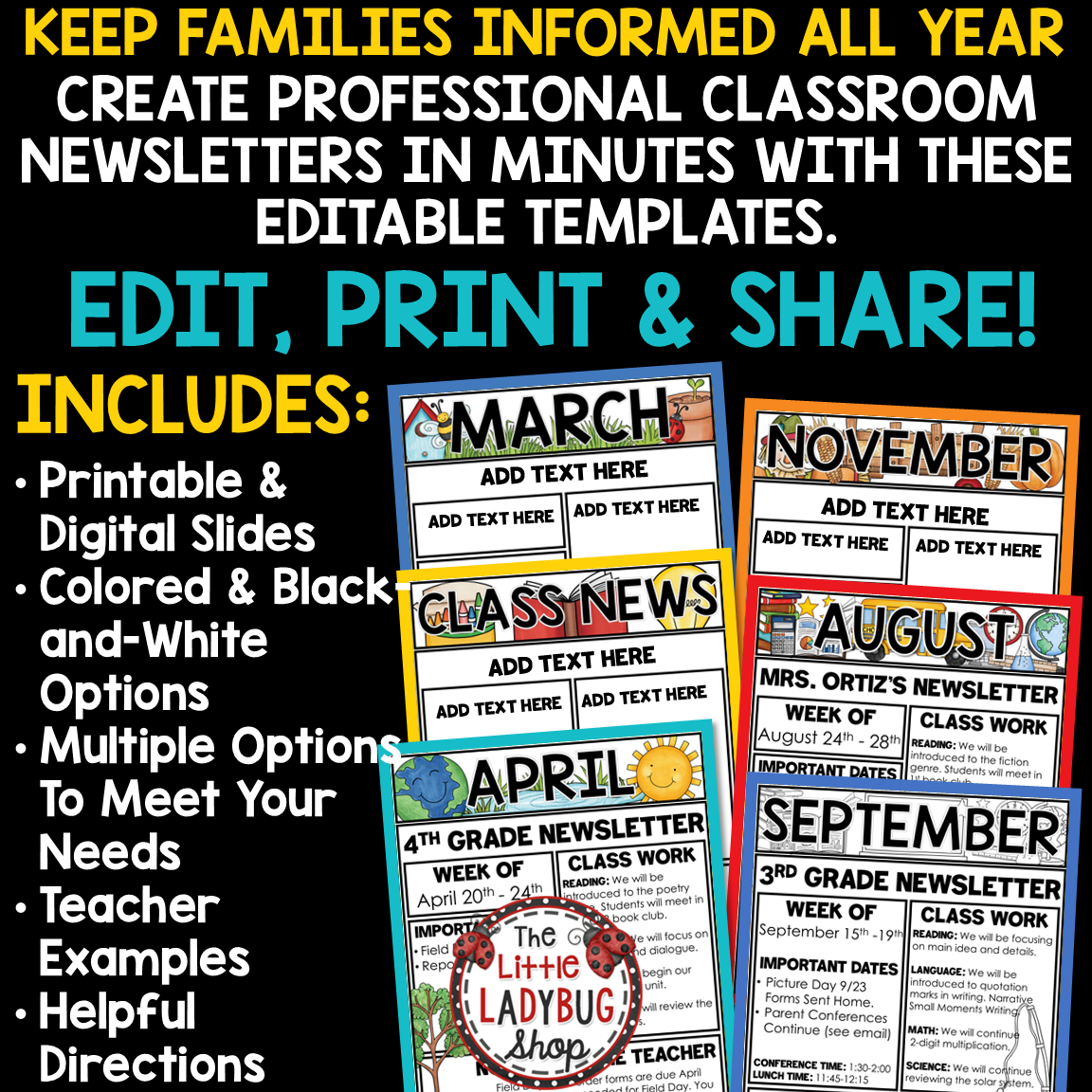 Editable Classroom Newsletters Monthly Weekly Templates News - Image 2