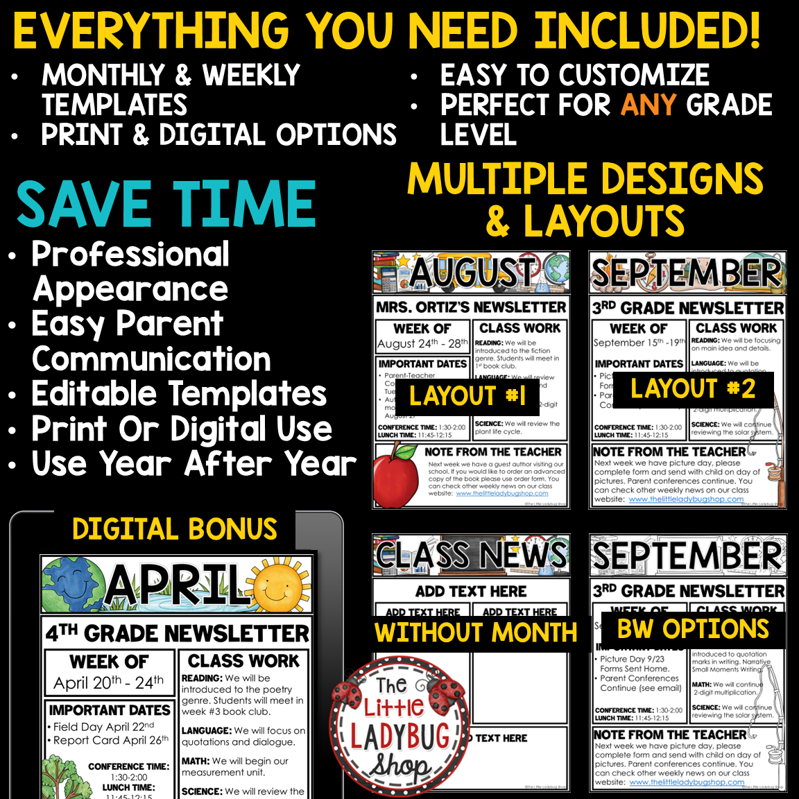 Editable Classroom Newsletters Monthly Weekly Templates News - Image 3