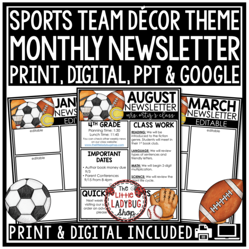 All Star Team Sports Theme Weekly Newsletter Template Editable