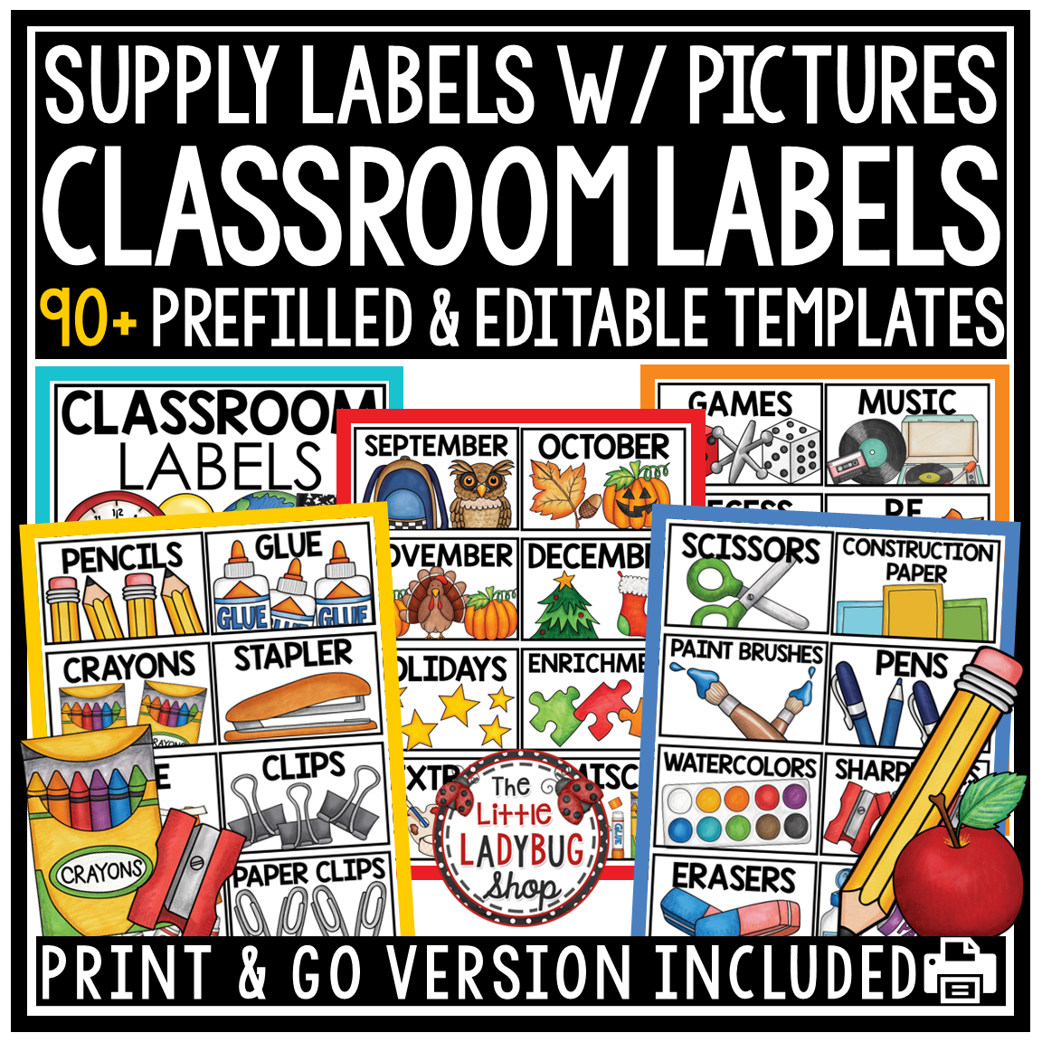 Daily Visual Schedule Cards Templates and Classroom Supply Labels - Image 10