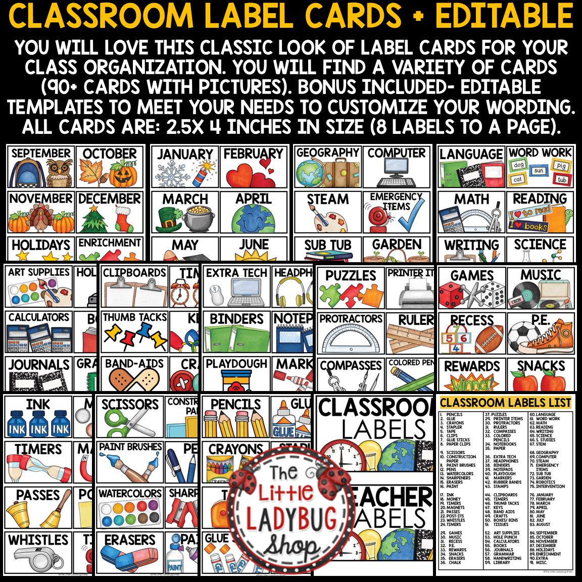 Daily Visual Schedule Cards Templates and Classroom Supply Labels - Image 11