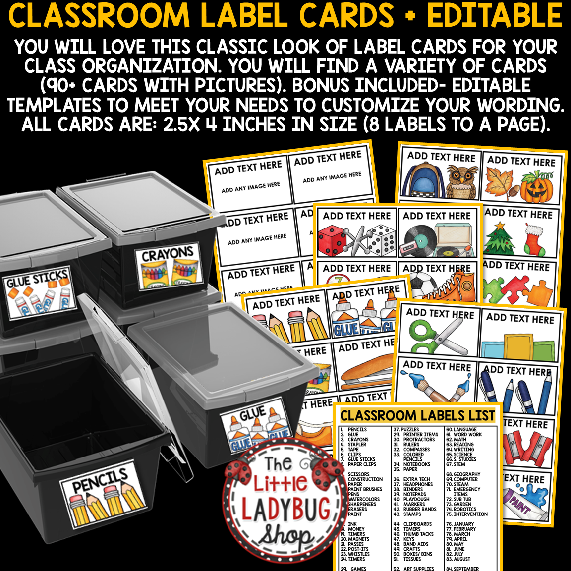 Daily Visual Schedule Cards Templates and Classroom Supply Labels - Image 12